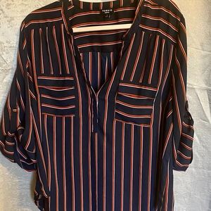 Dark Blue Multi-Colored Striped Harper Blouse